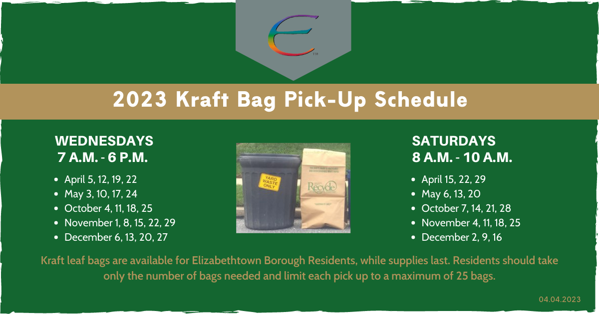 Dates for distribution of Kraft bags. 